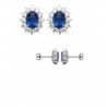 Boucles D'oreilles Marquise Saphir Zirconium Argent Massif 925/000 Rhodié