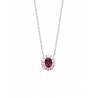 Collier Marquise Pendentif Cristal Rouge Rubis En Argent Massif 925/000 Rhodié