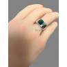 Bague Pierre Malachite Véritable En Argent 925/000 Rhodié T50 à 60