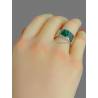 Bague Pierre Malachite Véritable En Argent 925/000 Rhodié T50 à 60