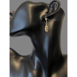 Boucles D'oreilles Pendantes Motifs Ciselés Plaqué or 18 Carats 750/1000