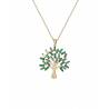 Collier Arbre de Vie Empierré Cristal Cz Vert Plaqué or 18 Carats 750/000