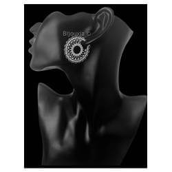 Créoles Orientales Motifs Filigranes 3,4CM En Argent Massif 925/000 Rhodié