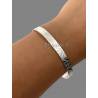 Bracelet Jonc Manchette Motifs Ciselés Argent Massif 925/1000 Rhodié