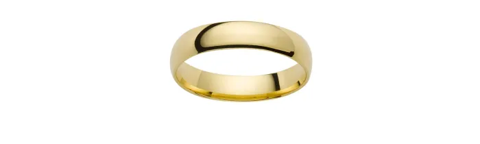 OR Alliance 1/2 Jonc 4MM En Or Jaune 18 Carats, 750/000 Tailles 48 à 70 Mixte
