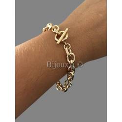 Bracelet Maille Forçat Fermoir Cabillaud 19CM En Plaqué Or 18 Carats 750/1000
