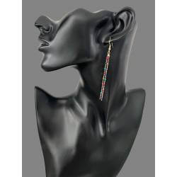 Boucles d'oreilles Pendantes Pierres émail Multicolores et Plaqué or 18 Carats