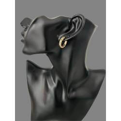 Créoles 1,5CM Empierrées Contour Cristaux Bleus En Plaqué or 18 CARATS 750/000