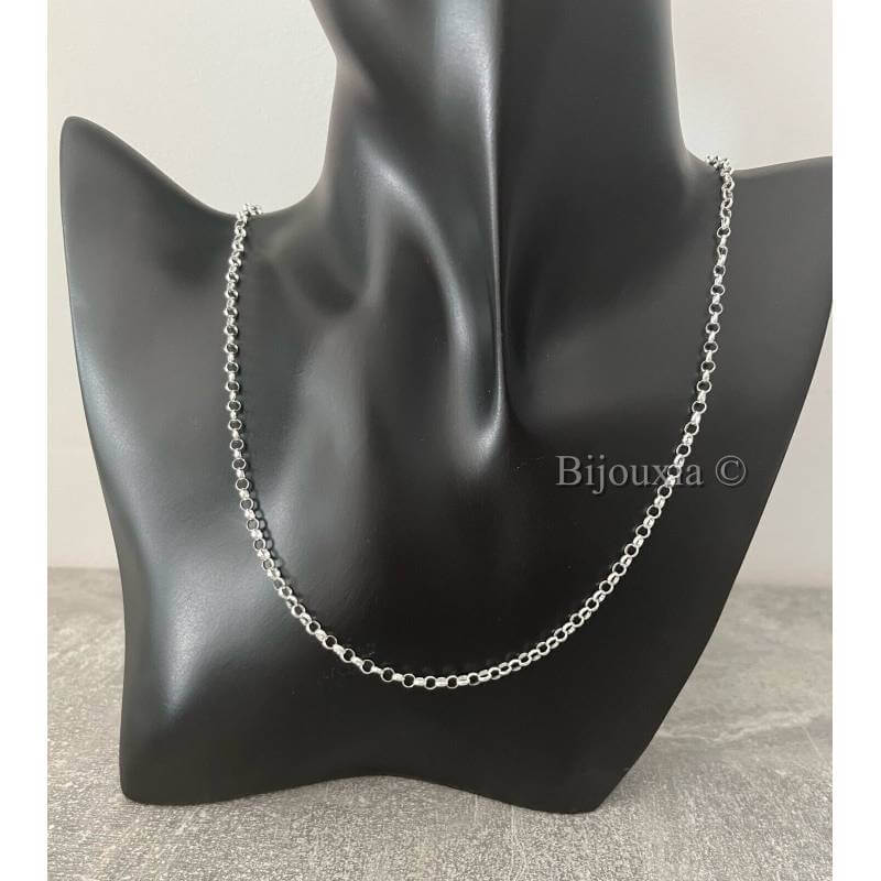 Chaîne Maille Jaseron 50 cm x 3mm Argent Massif 925/1000 Poinçonné Bijoux Femme