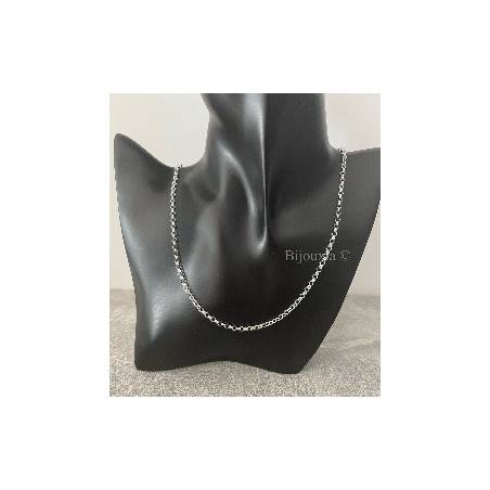 Chaîne Maille Jaseron 45 cm x 3mm Argent Massif 925/1000 Poinçonné Bijoux Femme