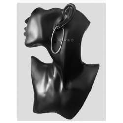 Boucles D'oreilles Créoles Ovales Longues En Argent 925/1000 Platiné