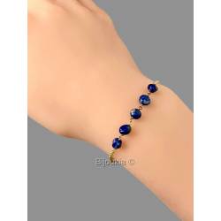 Bracelet Pierres Naturelles En Argent 925/000 Doré - Lapis Lazuli