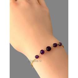 Bracelet Pierres Naturelles En Argent 925/000 Doré - Améthyste