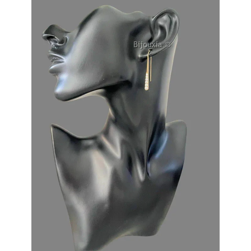 Boucles D'oreilles Pendantes Goutte d'eau Zirconium Plaqué or 18 Carats ...