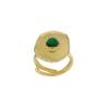Bague Réglable En argent 925/1000 Doré Brossé Pierre Naturelle Malachite