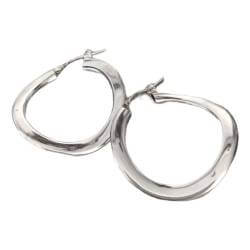 Boucles D'oreilles Créoles Ondulées 3,5 CM Argent Massif 925/1000