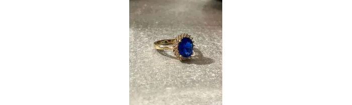 Bague Marquise Saphir Zirconium Ronde Plaqué Or 18 CT 5 Microns Tailles 50 à 60