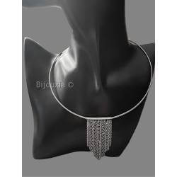 Collier tour de cou Rigide Chaînettes pendantes 42CM En Acier Inoxydable