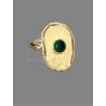 Bague Réglable En argent 925/1000 Doré Brossé Pierre Naturelle Malachite
