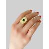 Bague Réglable En argent 925/1000 Doré Brossé Pierre Naturelle Malachite