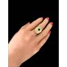 Bague Réglable En argent 925/1000 Doré Brossé Pierre Naturelle Malachite