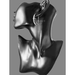 Boucles D'oreilles Pendantes Croissant de Lune Argent 925/000 Rhodié