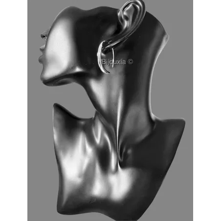 Boucles D’oreilles Clous Argent 925 Rhodié - Motif Croissants & Arabesques 14mm, Neuf Avec étiquettes