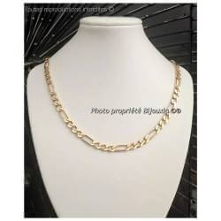 Chaîne Maille Figaro 55CM X 5MM Plaqué or 18 Carats Bijoux Homme