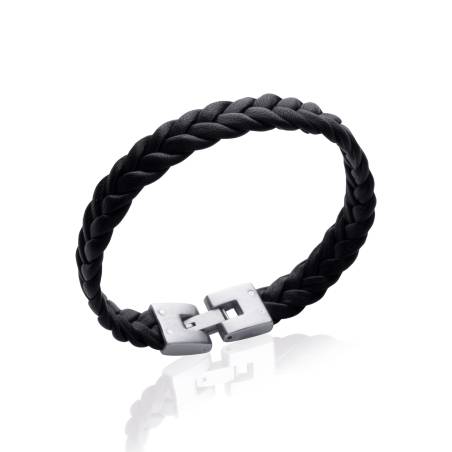 Bracelet 21CM Homme/Femme CUIR Tressé et Acier Inoxydable