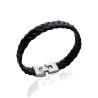 Bracelet 21CM Homme/Femme CUIR Tressé et Acier Inoxydable