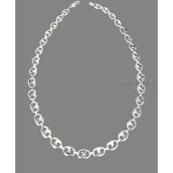 Chaîne Large Grain De Café 55 CM Argent Massif 925/1000 Bijoux HOMME