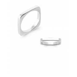 Bague TAILLE 54 Forme Carrée En Argent Massif 925/1000 Rhodié