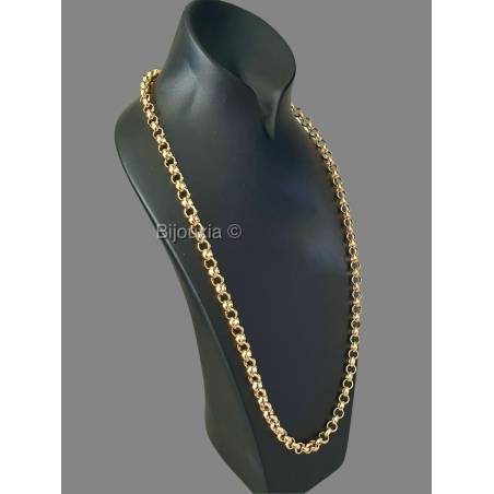 Collier Long Maille Jaseron 70CM En Plaqué Or 18 carats Poinçonné