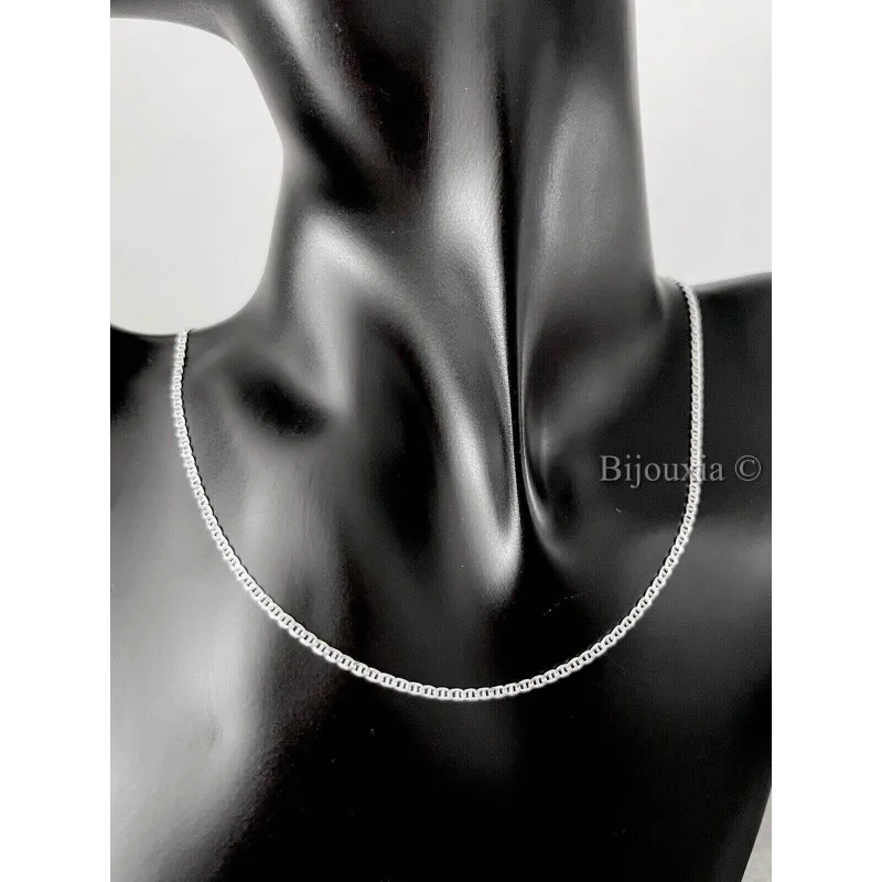 Chaîne De Cou En Argent Massif, Maille Marine, 45,5 Cm - Occasion à Vérifier