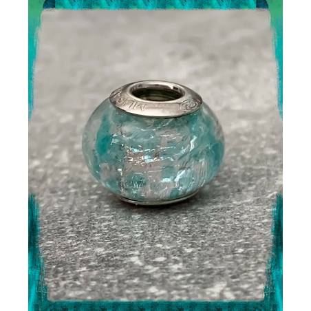 Perle CHARMS Couleur Bleu Clair En Verre de Murano AUTHENTIQUE & Argent 925 Rhodié