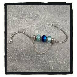 Perle CHARMS Couleur Bleu Clair En Verre de Murano AUTHENTIQUE & Argent 925 Rhodié