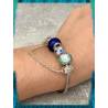 Perle CHARMS Couleur Bleu Clair En Verre de Murano AUTHENTIQUE & Argent 925 Rhodié