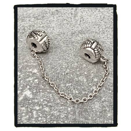 Lien de Sécurité Chaînette Charms AUTHENTIQUE & Argent 925 Rhodié