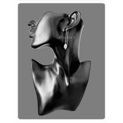 Boucles D'oreilles Chaîne Traversante Motif Feuille Argent 925/000 Rhodié