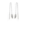 Boucles D'oreilles Chaîne Traversante Motif Feuille Argent 925/000 Rhodié