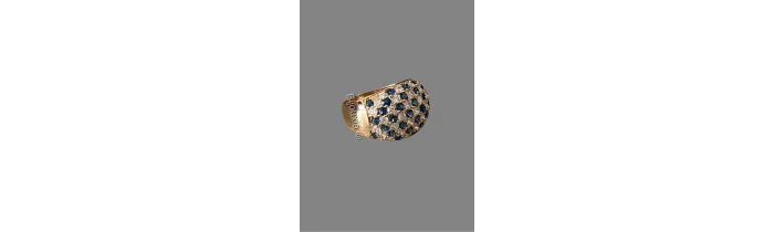 Bague Large Empierée Pavé ZIRCONIUM Bleu&Blanc Plaqué or 18 CARATS 750/000