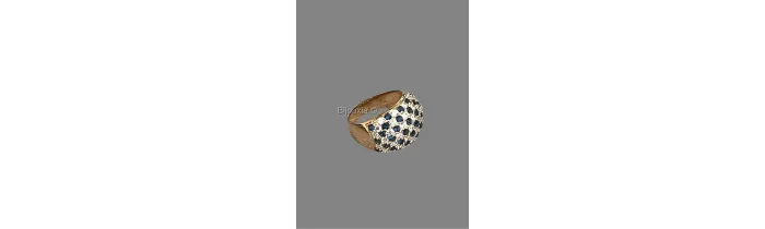 Bague Large Empierée Pavé ZIRCONIUM Bleu&Blanc Plaqué or 18 CARATS 750/000