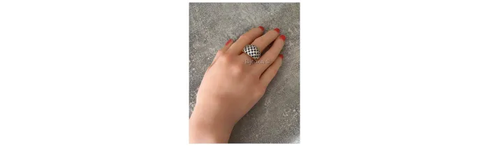 Bague Large Empierée Pavé ZIRCONIUM Bleu&Blanc Plaqué or 18 CARATS 750/000