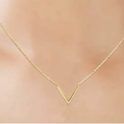 Collier Forme V En Plaqué or 18 carats 750/1000 Bijoux Femme NEUF