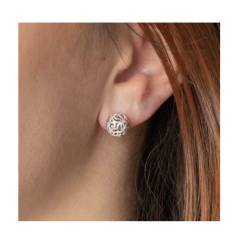 Boucles D'oreilles Puces Boules Ciselées 9MM Argent Massif 925/1000