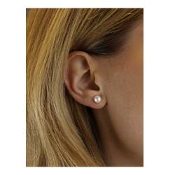 Boucles D'oreilles Perle Beige Nacré Majorque 6MM Argent Massif 925/000