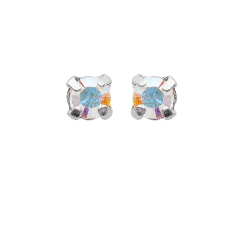Boucle D'oreilles Puces Cristal Couleur Irisée En Argent Massif 925/000
