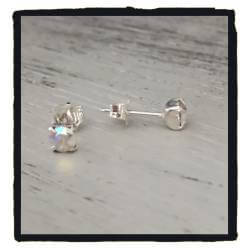 Boucle D'oreilles Puces Cristal Couleur Irisée En Argent Massif 925/000
