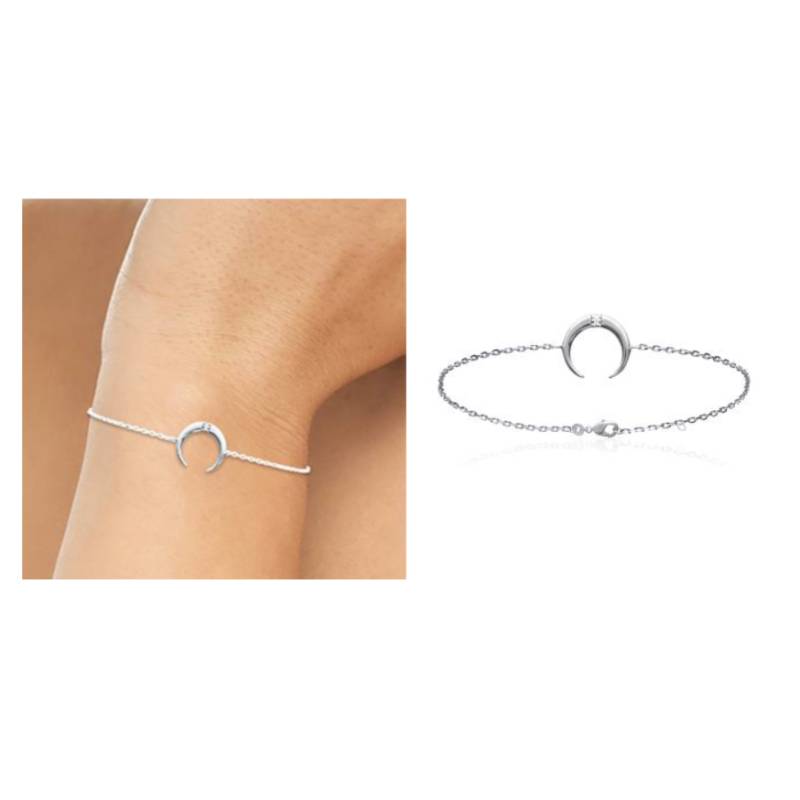 Bracelet "LUNE & CRISTAL" Argent Massif Rhodié 925/1000