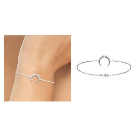 Bracelet "LUNE & CRISTAL" Argent Massif Rhodié 925/1000